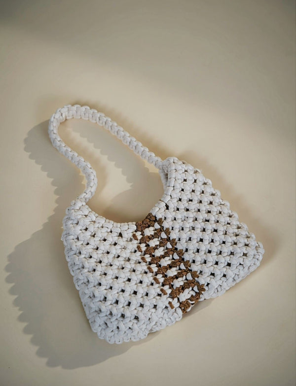 NOS Macramé White and Gold