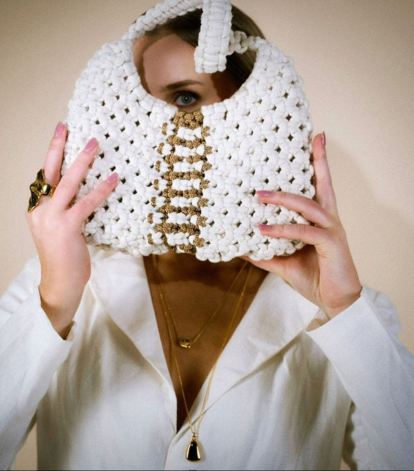 NOS Macramé White and Gold